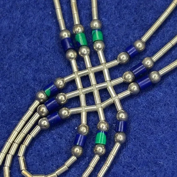 Liquid Silver Beaded Necklace Navajo - Picture 1 of 4